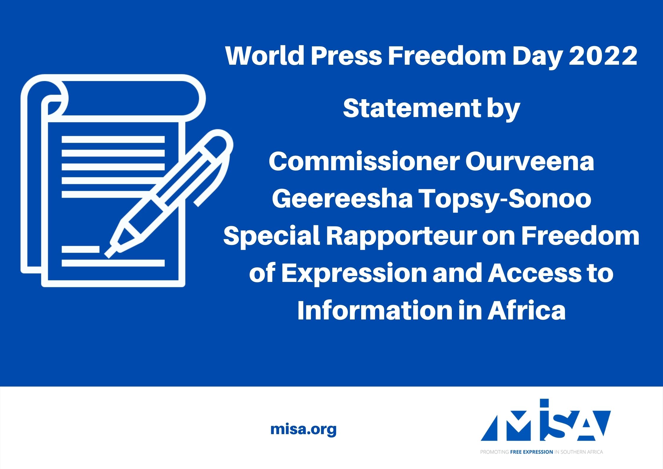 World Press Freedom Day 2022 Statement by Commissioner Ourveena Geereesha Topsy-Sonoo