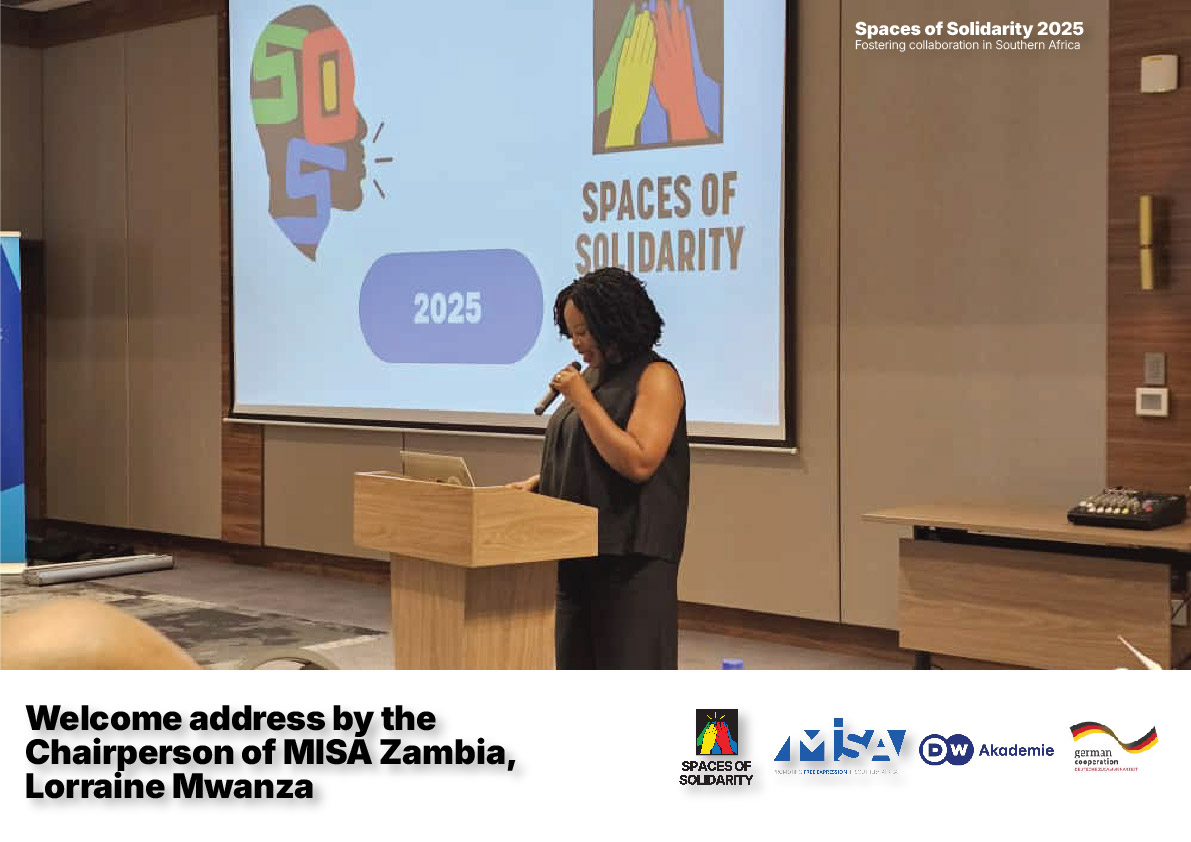 Welcome address by the Chairperson of MISA Zambia, Lorraine Mwanza